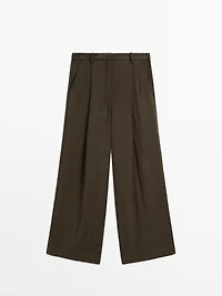 Wide-leg cropped trousers with darts