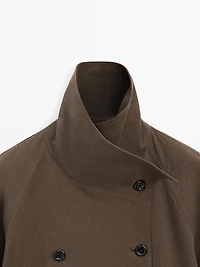 High collar trench coat