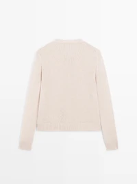 Knit 100% cashmere crew neck cardigan