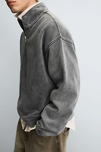 WASHED QUARTER-ZIP SWEATSHIRT