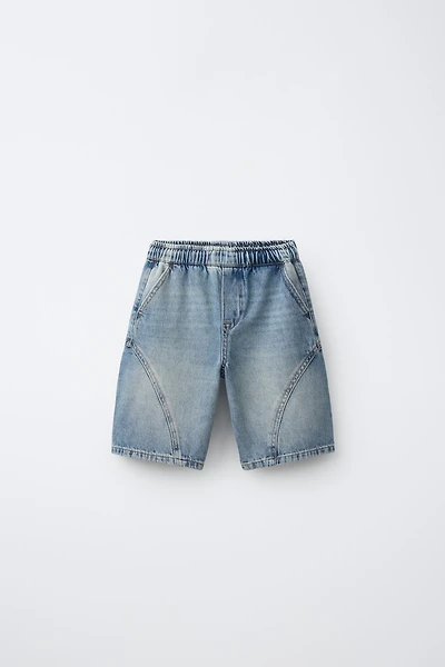 BARREL-FIT DENIM SHORTS