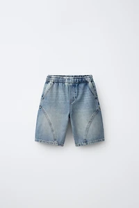 BARREL-FIT DENIM SHORTS