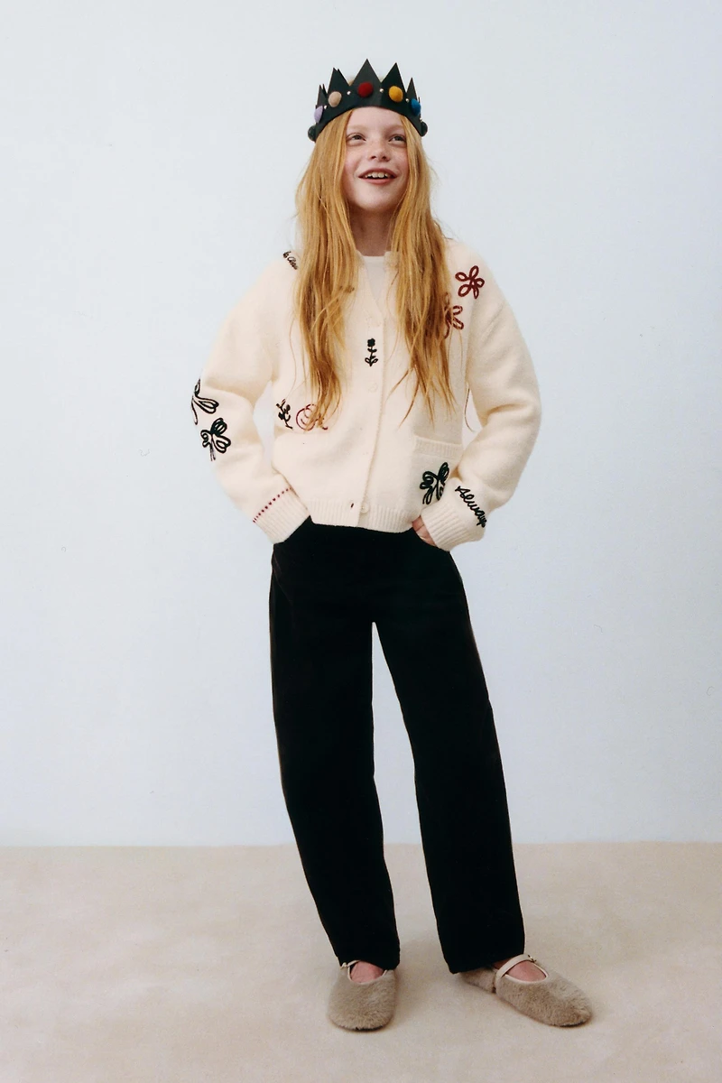 EMBROIDERED KNIT CARDIGAN