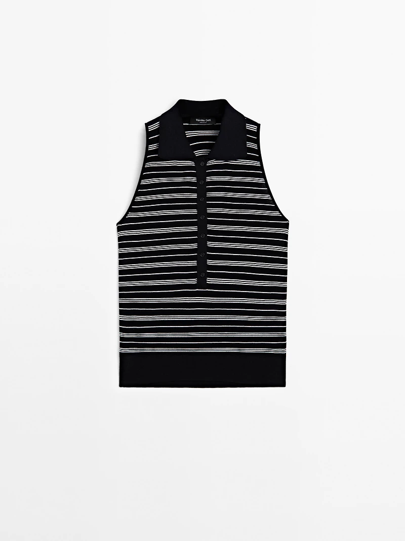 100% cotton polo shirt with striped details