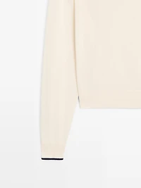 Cotton knit sweater with scarf detail