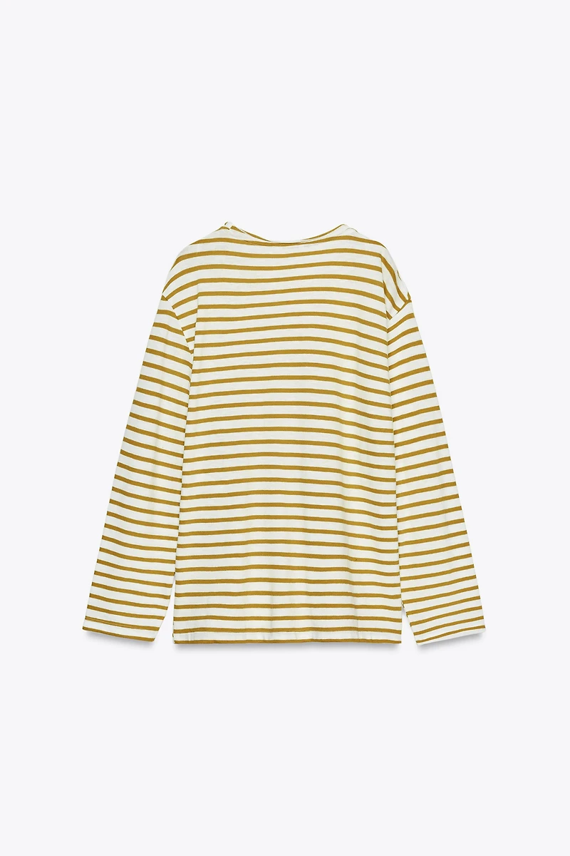 SLUB STRIPED COTTON T-SHIRT