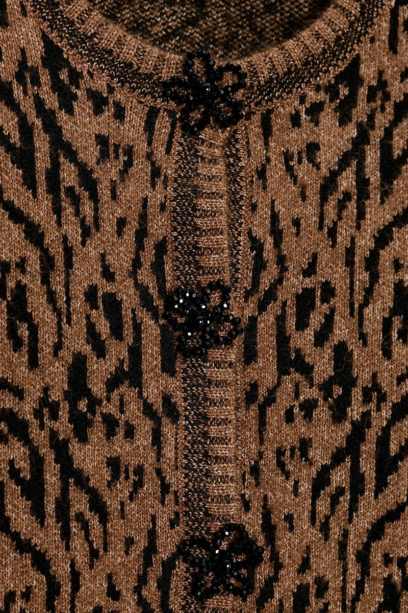 ANIMAL JACQUARD KNIT CARDIGAN