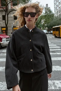 SOFT BOMBER WITH ELASTIC HEM