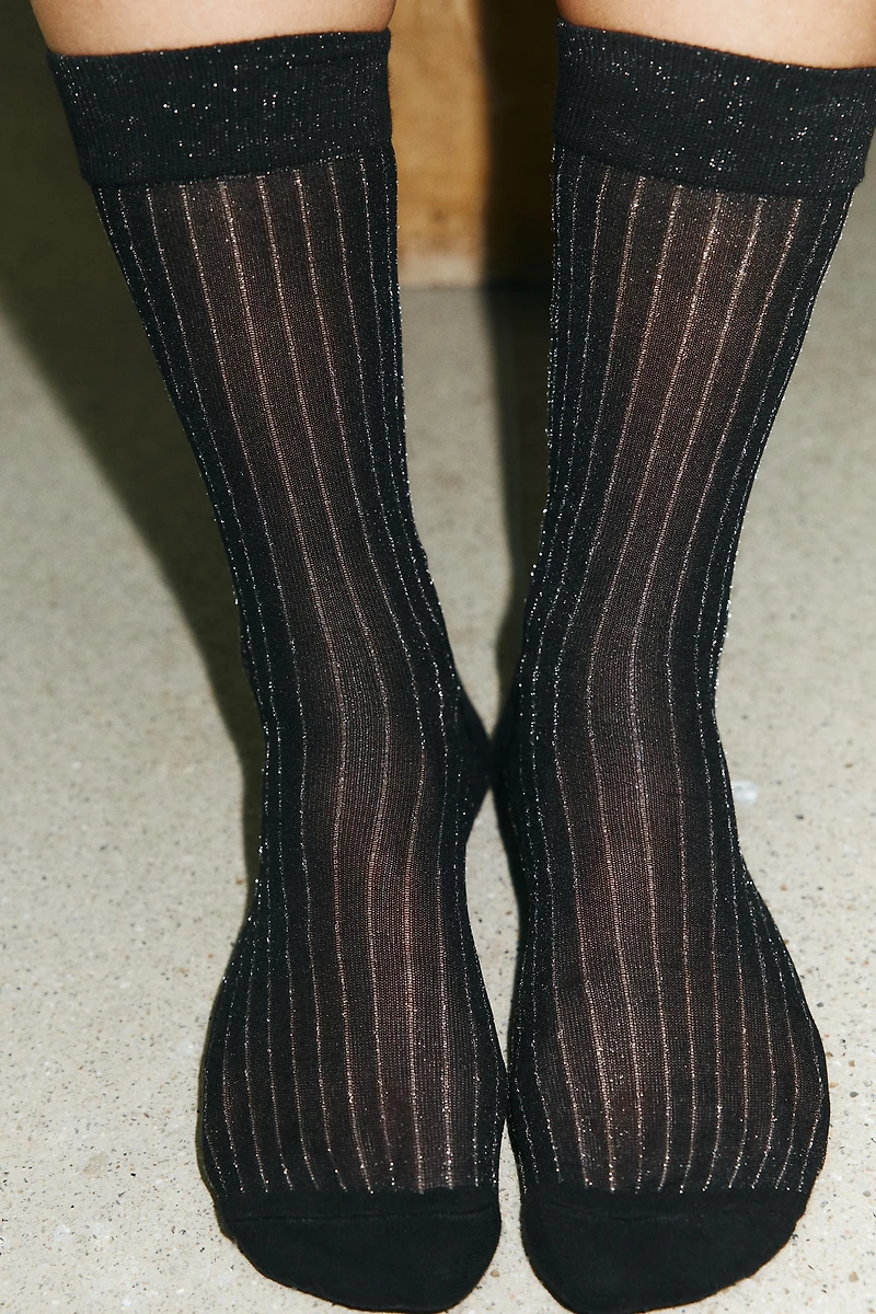 CHAUSSETTES RAYURES FIL MÉTALLISÉ