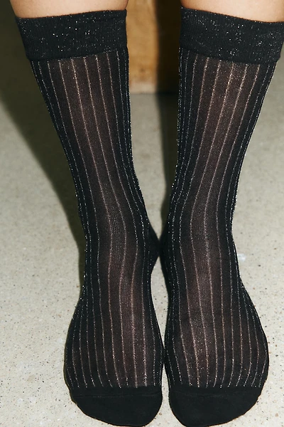 CHAUSSETTES RAYURES FIL MÉTALLISÉ