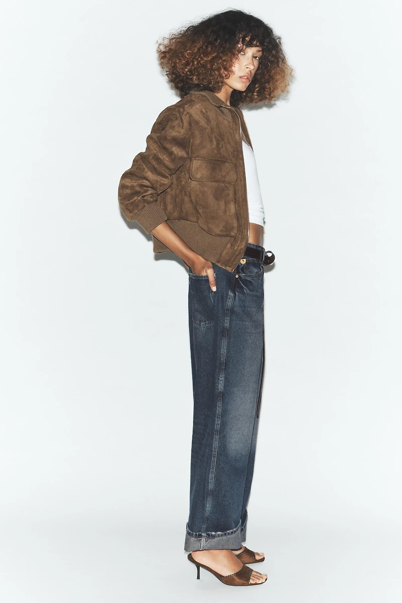 RIB HIGH COLLAR BOMBER JACKET