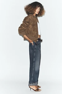 RIB HIGH COLLAR BOMBER JACKET