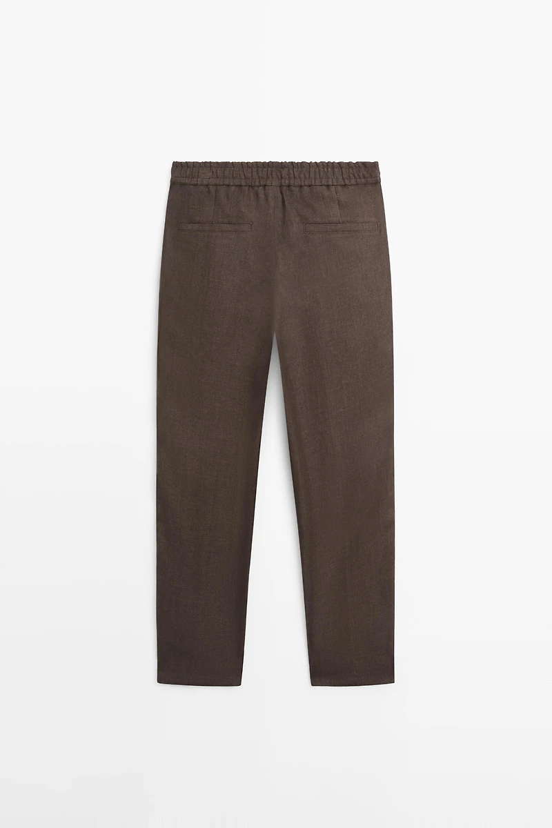 Pantalon total look lin délavé