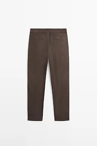 Pantalon total look lin délavé
