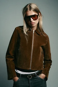 100% LEATHER SHORT JACKET