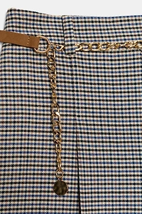 LONG HOUNDSTOOTH SHORTS WITH CHAIN BELT