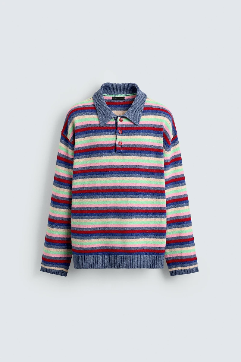 JACQUARD STRIPED KNIT POLO SHIRT
