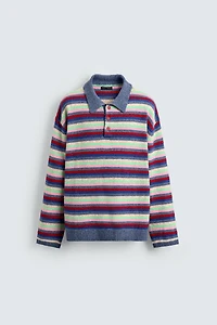 JACQUARD STRIPED KNIT POLO SHIRT