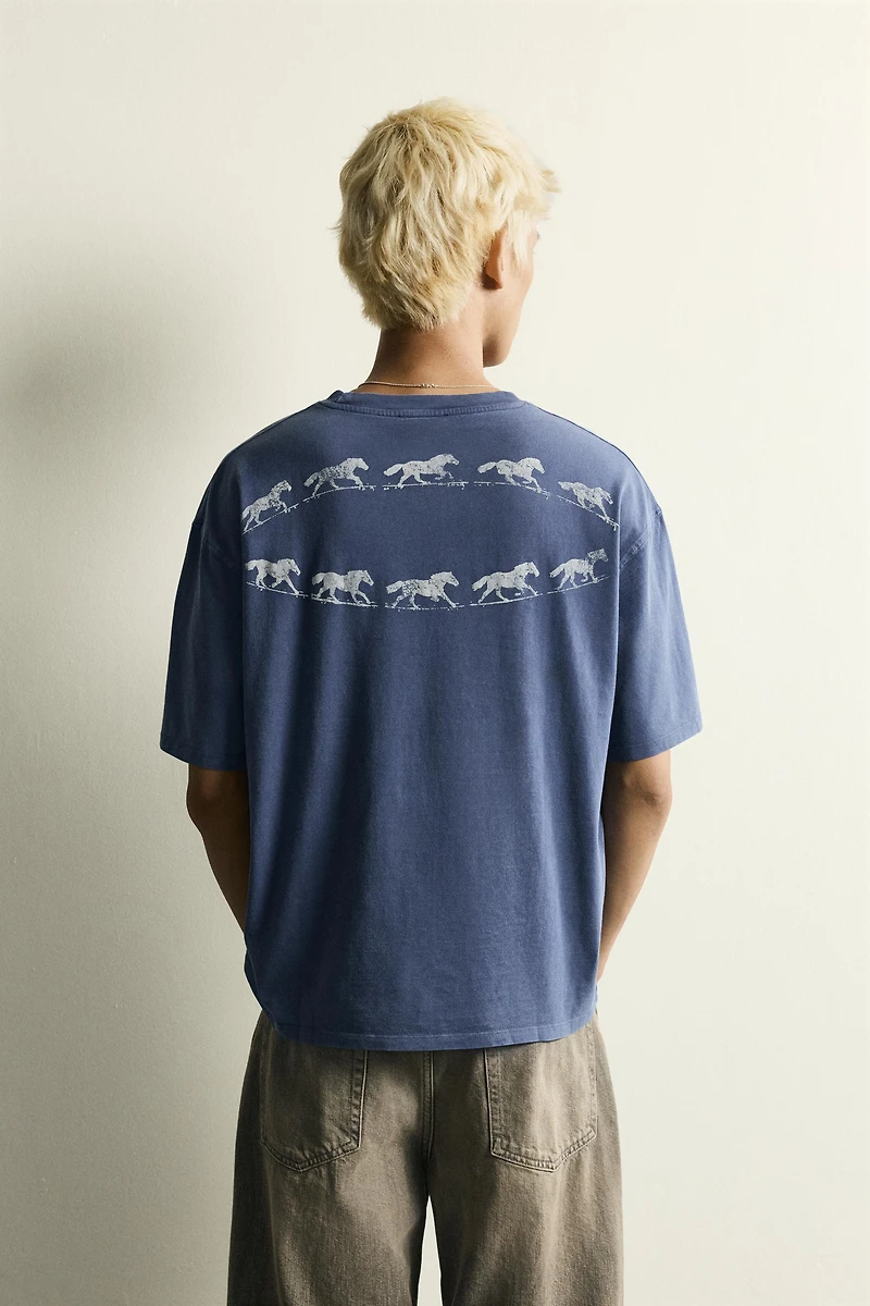 WASHED PRINT BOXY FIT T-SHIRT