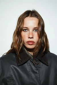 WAXED PARKA WITH CORDUROY COLLAR