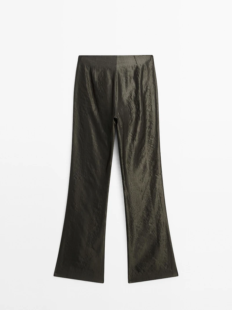 Mid-rise flared jacquard trousers
