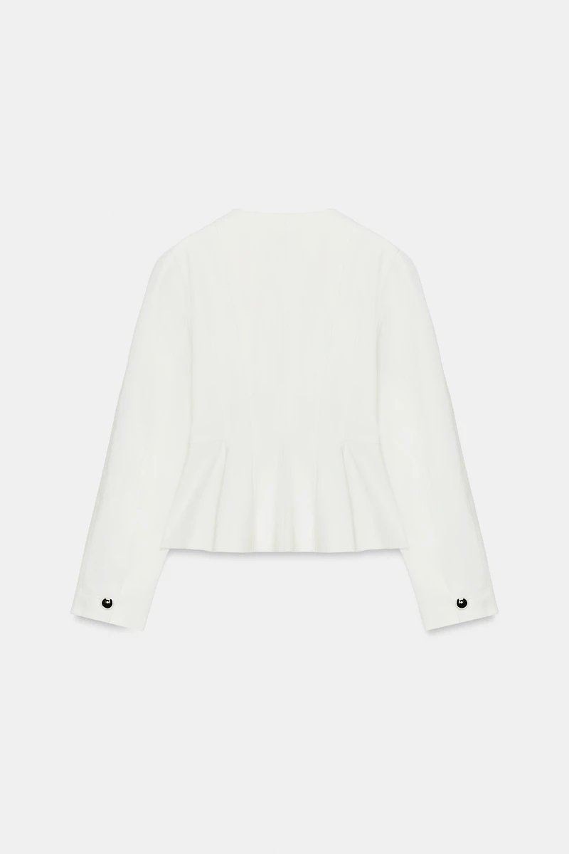 PEPLUM BLAZER WITH METAL BALL BUTTONS