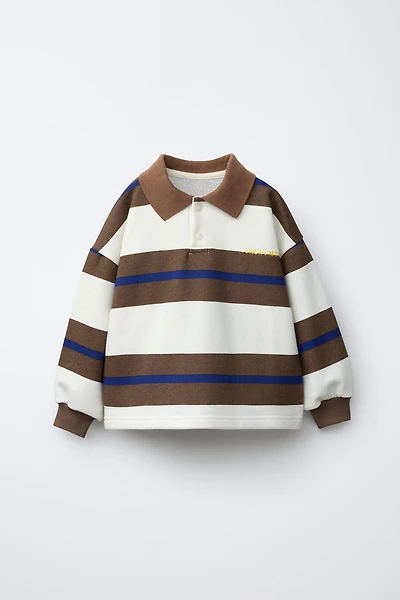 STRIPED POLO SWEATSHIRT