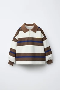 STRIPED POLO SWEATSHIRT