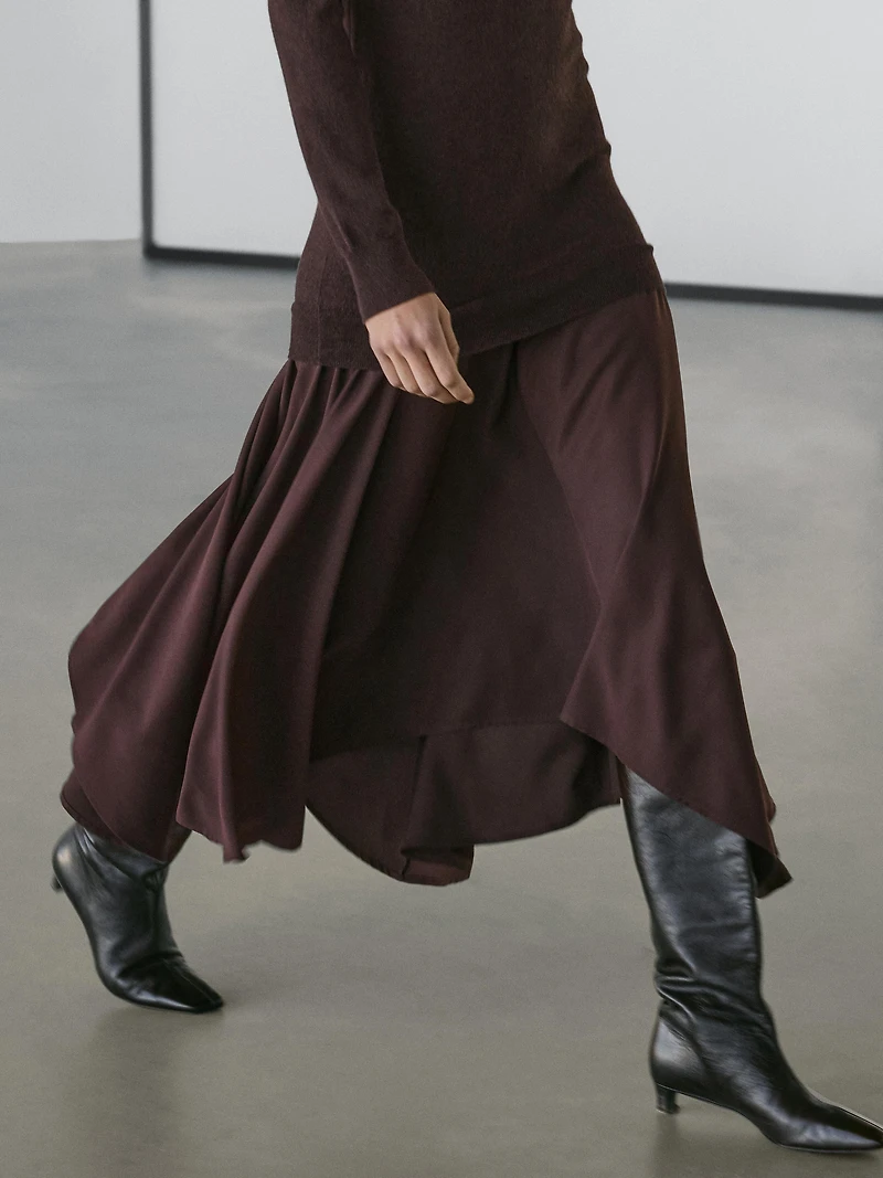 Wool blend knit dress with contrast detail