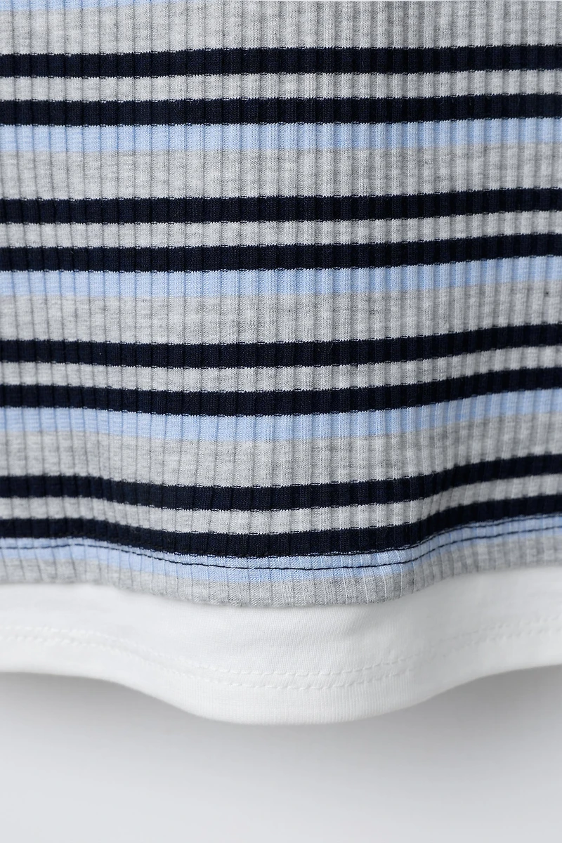 STRIPED DOUBLE HEM T-SHIRT