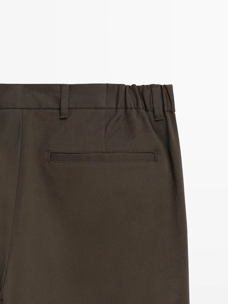 Cotton blend tapered fit trousers