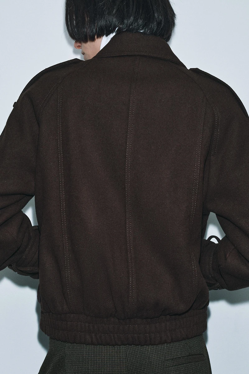 WOOL BLEND FAUX FUR COLLAR JACKET ZW COLLECTION