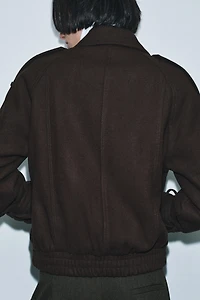 WOOL BLEND FAUX FUR COLLAR JACKET ZW COLLECTION