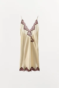SATIN LACE SLIP DRESS