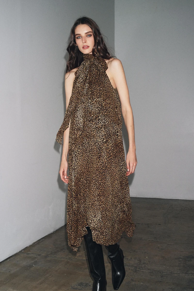 ROBE HALTER À IMPRIMÉ ANIMALIER ZW COLLECTION