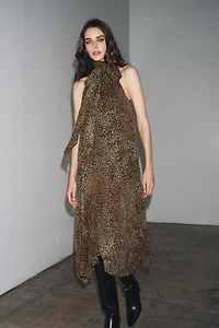 ROBE HALTER À IMPRIMÉ ANIMALIER ZW COLLECTION