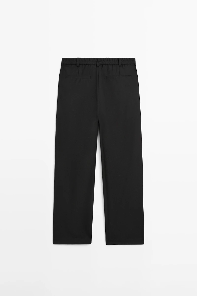 Relaxed fit darted cool wool blend trousers
