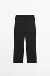 Relaxed fit darted cool wool blend trousers
