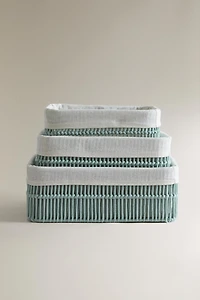RECTANGULAR COTTON-LINED BASKET