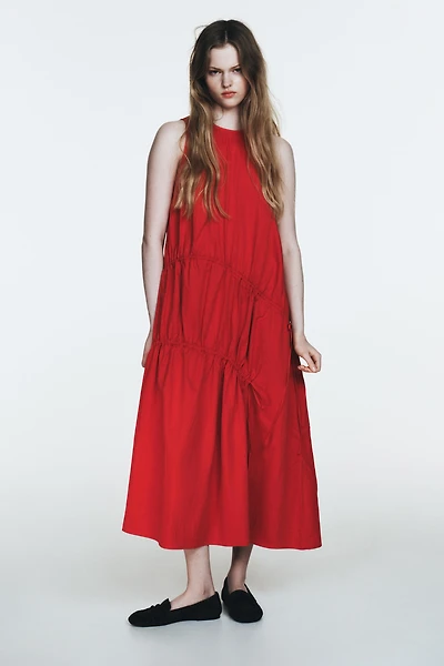 NYLON MIDI DRESS WITH TIES