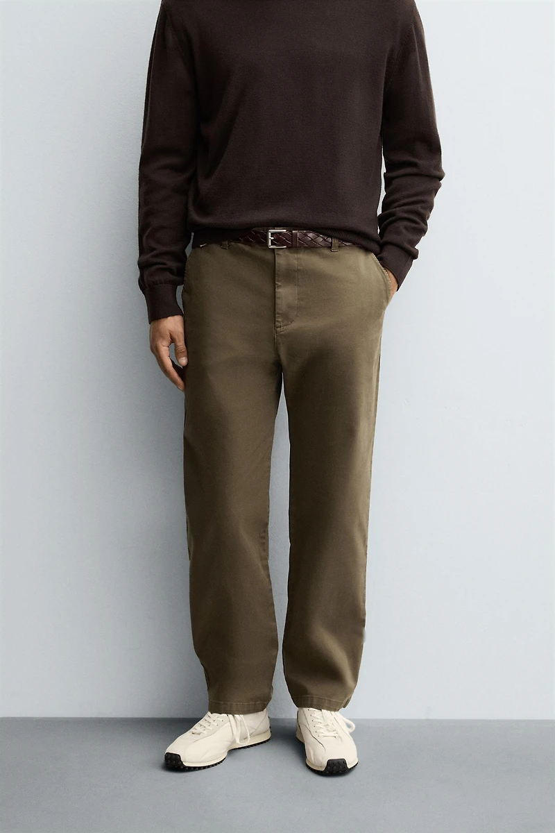 STRAIGHT FIT TWILL PANTS