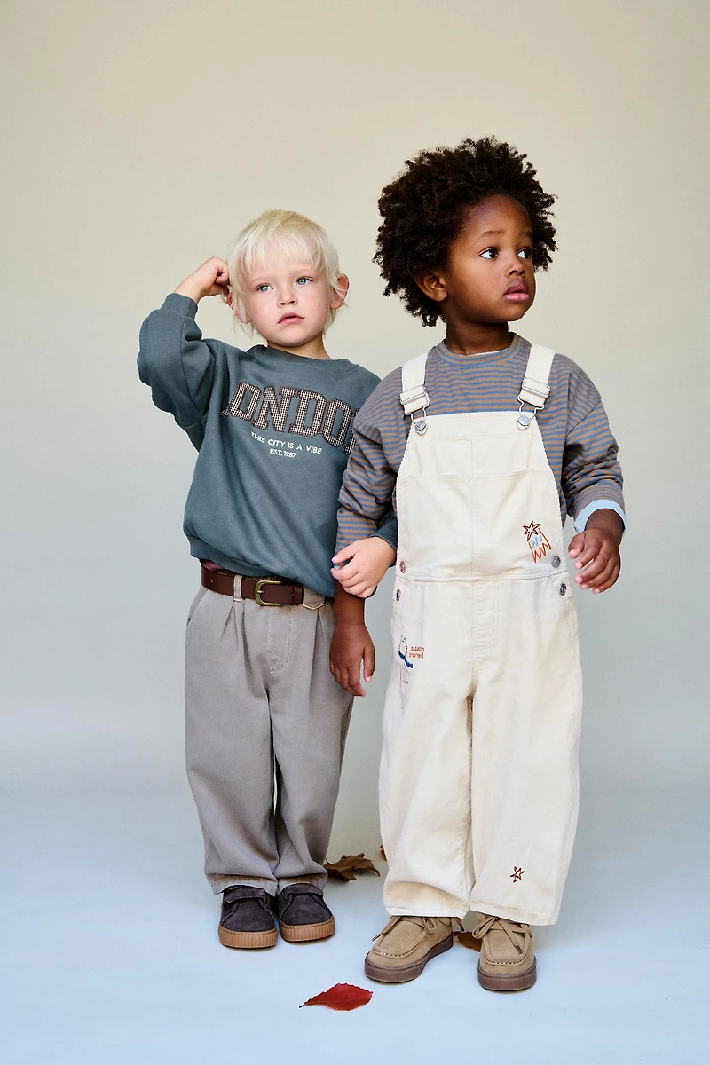 SALOPETTE LONGUE EN VELOURS CÔTELÉ BRODÉE