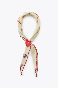 EMBROIDERED BANDANA WITH METALLIC FLOWER