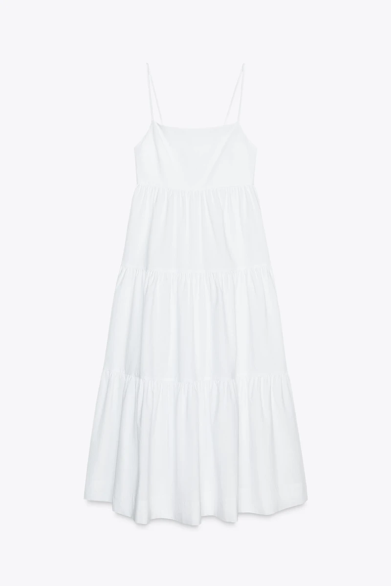POPLIN PANEL MIDI DRESS
