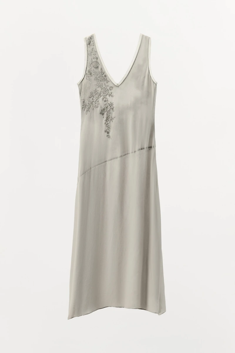 GEORGETTE DRESS WITH EMBROIDERY AND BEADING