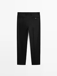 Wool blend flannel trousers with darts