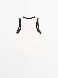 Ribbed V-neck T-shirt