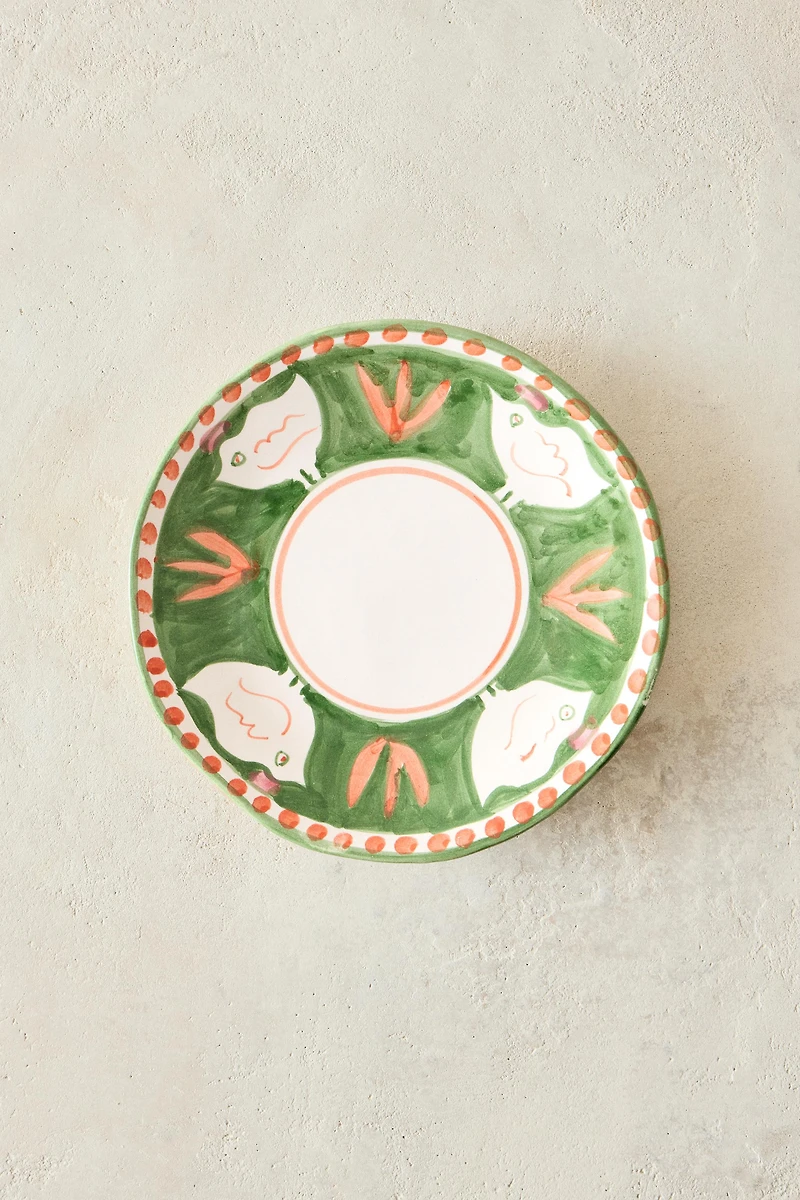 PAINTED CERAMIC DESSERT PLATE