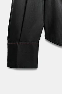 PLEATED WAIST POPLIN SHIRT