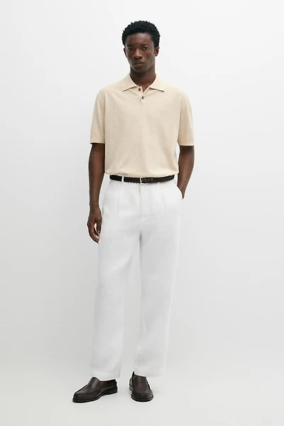 Cotton linen blend polo shirt